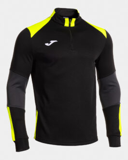 DANUBIO IV felpa mezza zip – nero/giallo fluo/antracite